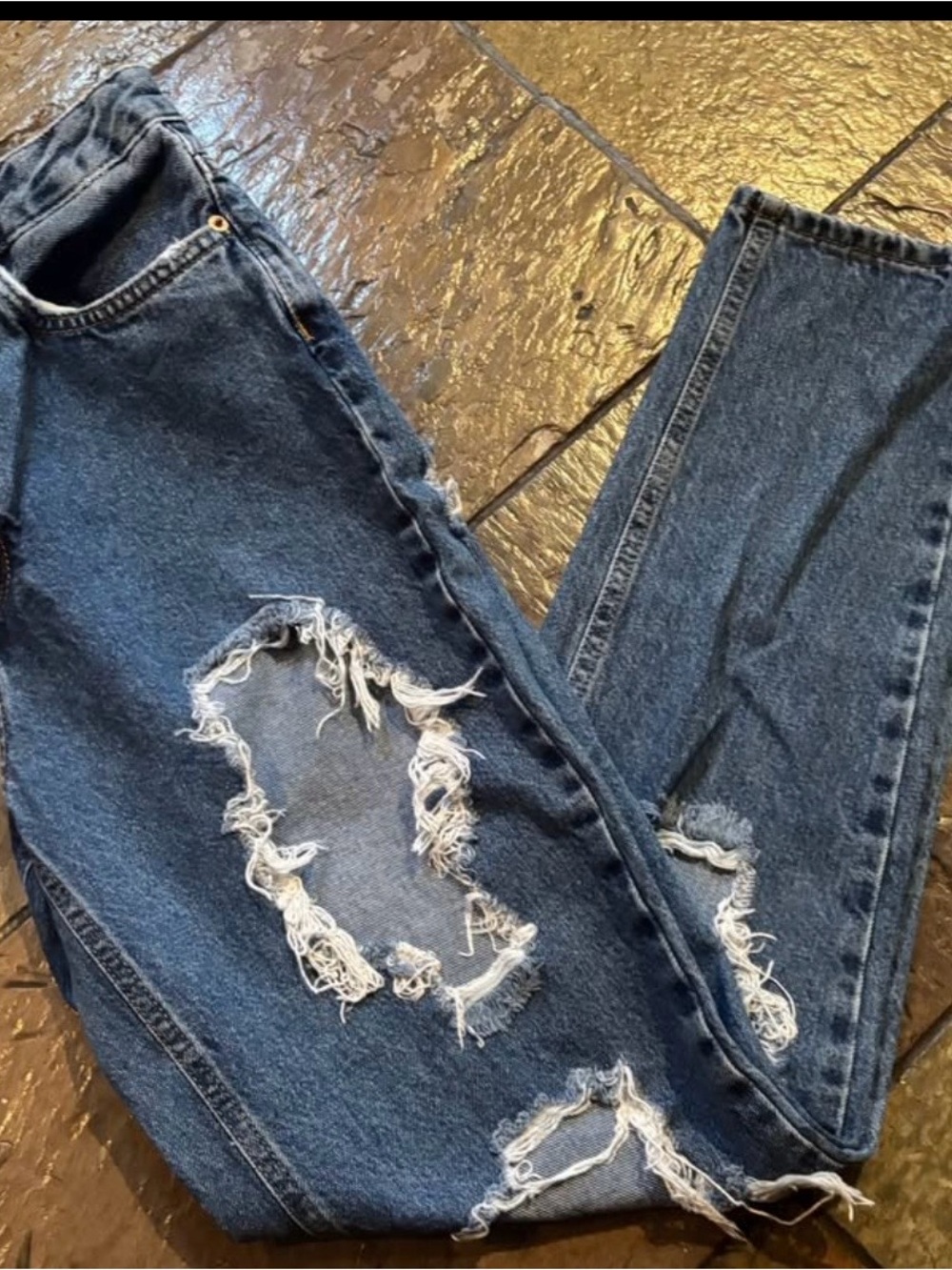 BDG Dark Blue Moms High-Rise
